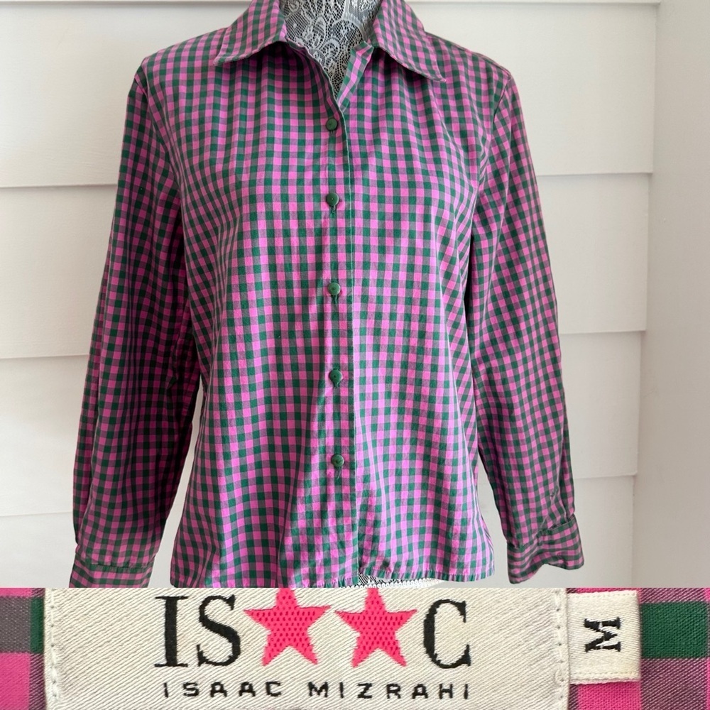 Vintage Isaac Mizrahi Long Sleeve Plaid Shirt size M